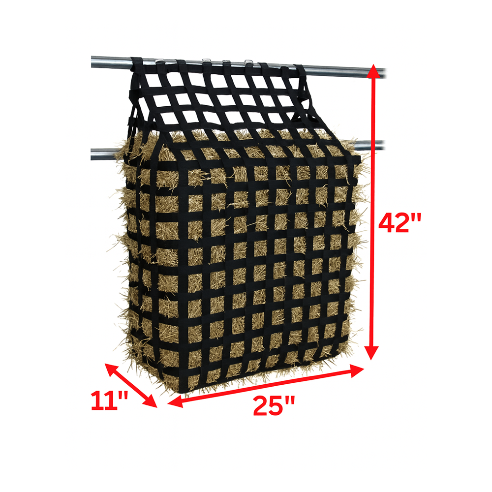 Tahoe Web Gate Slow Feed Hay Feeder – 2" Openings, Easy-Fill, Quick Strap Mounting, Holds 5–6 Flakes, Durable & Dust-Draining with Super Tough Bottom
