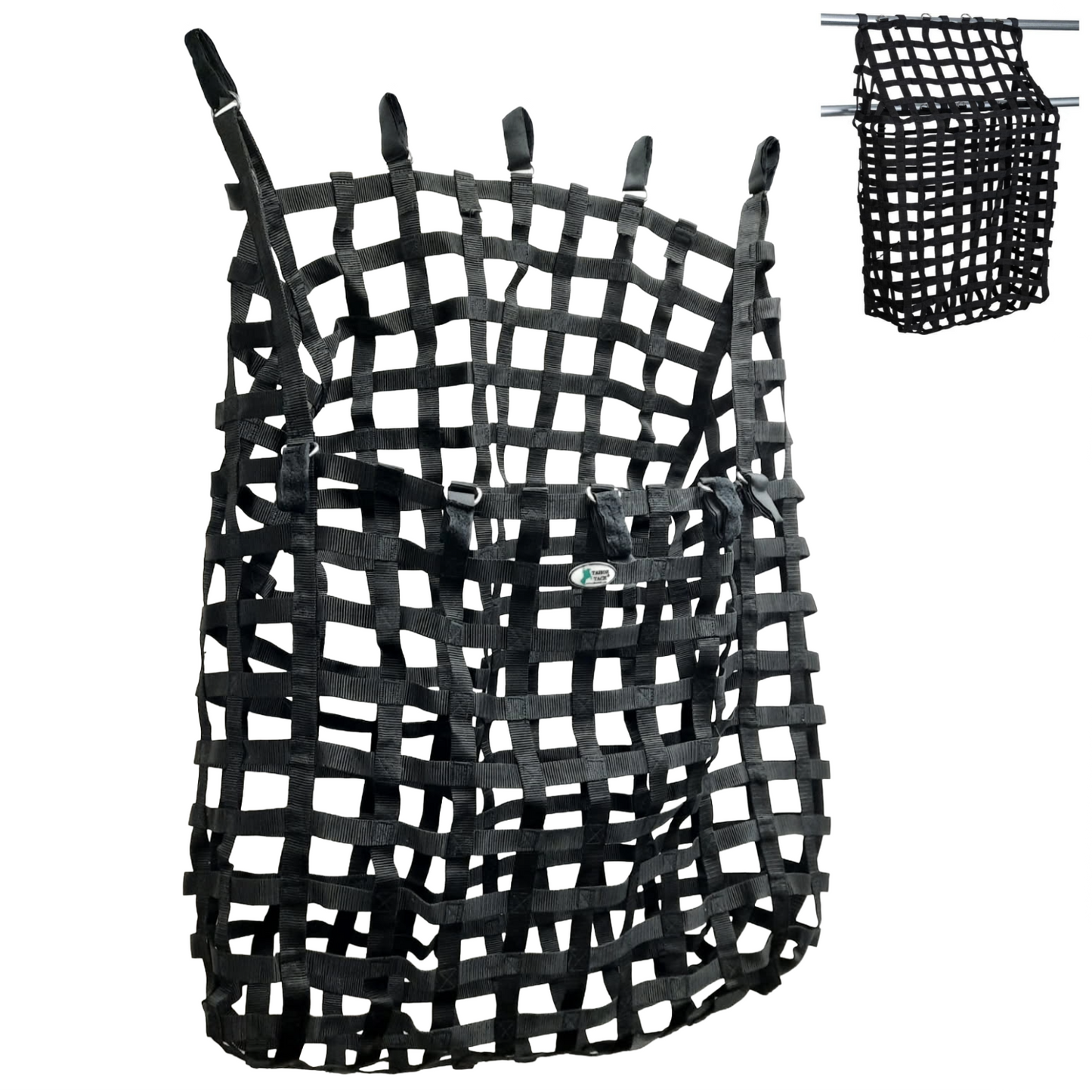 Tahoe Web Gate Slow Feed Hay Feeder – 2" Openings, Easy-Fill, Quick Strap Mounting, Holds 5–6 Flakes, Durable & Dust-Draining with Super Tough Bottom