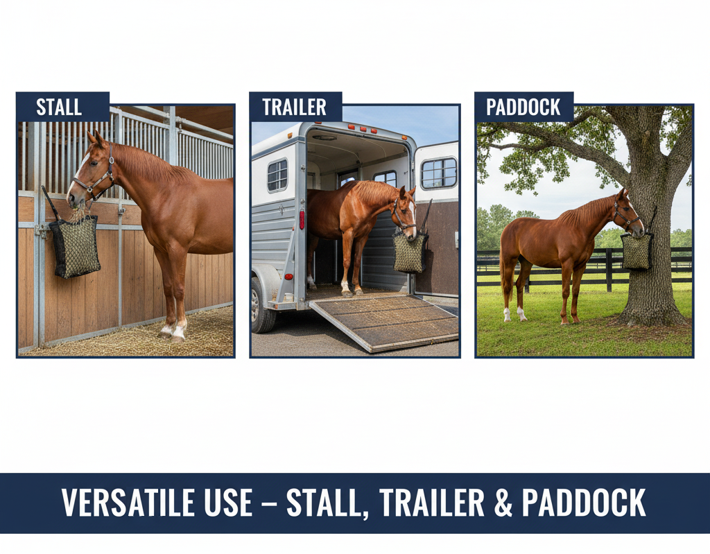 Paris Tack XL Knotless Slow Feed Hay Net – Double-Sided Design with 1000D Mesh Sides, Soft on Muzzles, Holds 6 Flakes