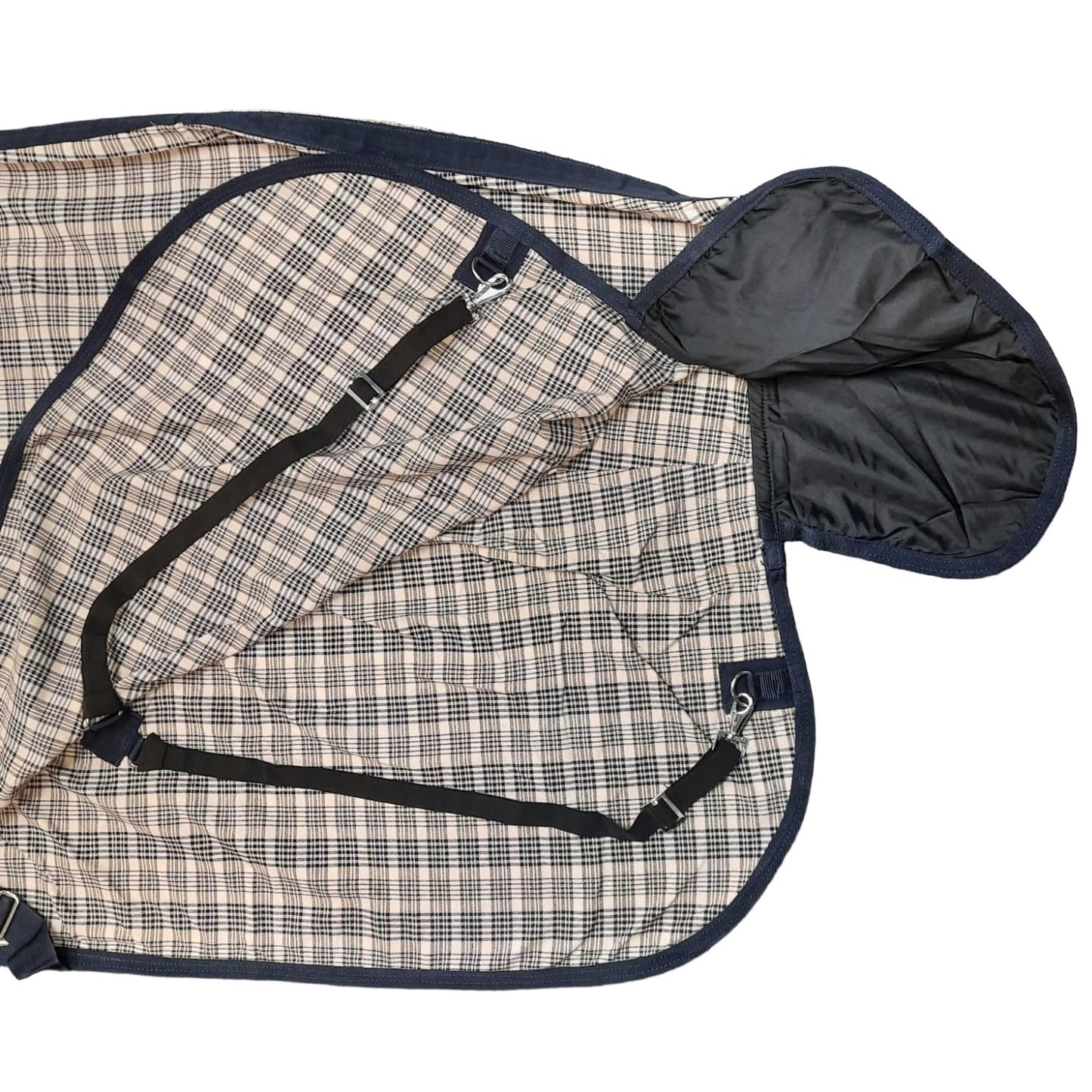 Paris Tack Classic Woven Cotton Navy Beige Plaid Horse Summer Sheet