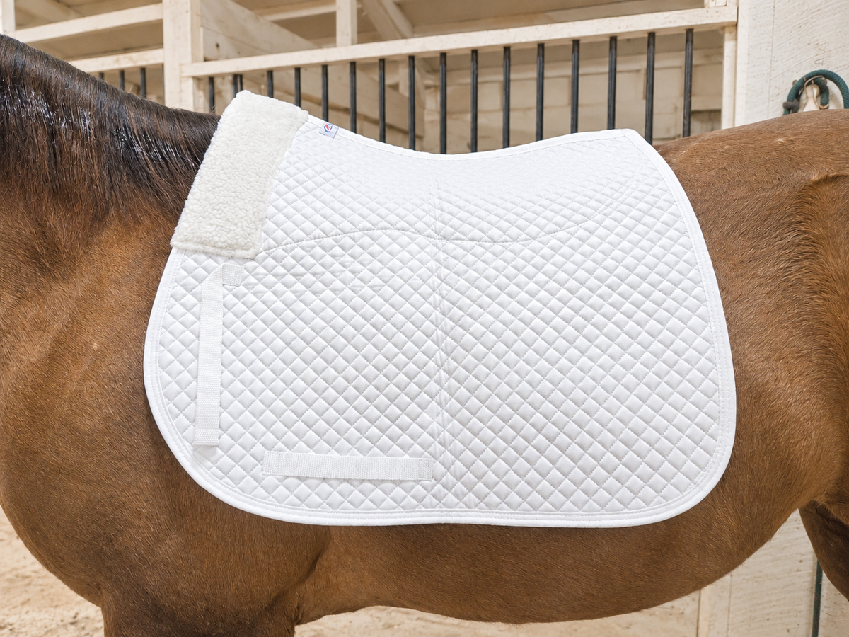 Derby Originals Semi Fleece Lined English Dressage Saddle Pad with Rolled Fleece