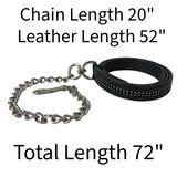 Derby Originals Crystal Inlay Leather Lead with Chain and Swivel Snap