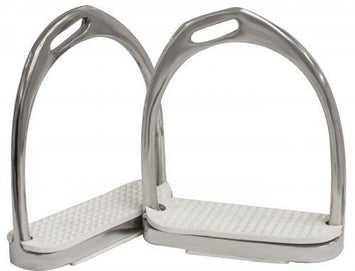 Derby Originals Stainless Steel Weighted Comfort Ergonomic Offset Stirrup Fillis Irons with Rubber Pads - 4.75