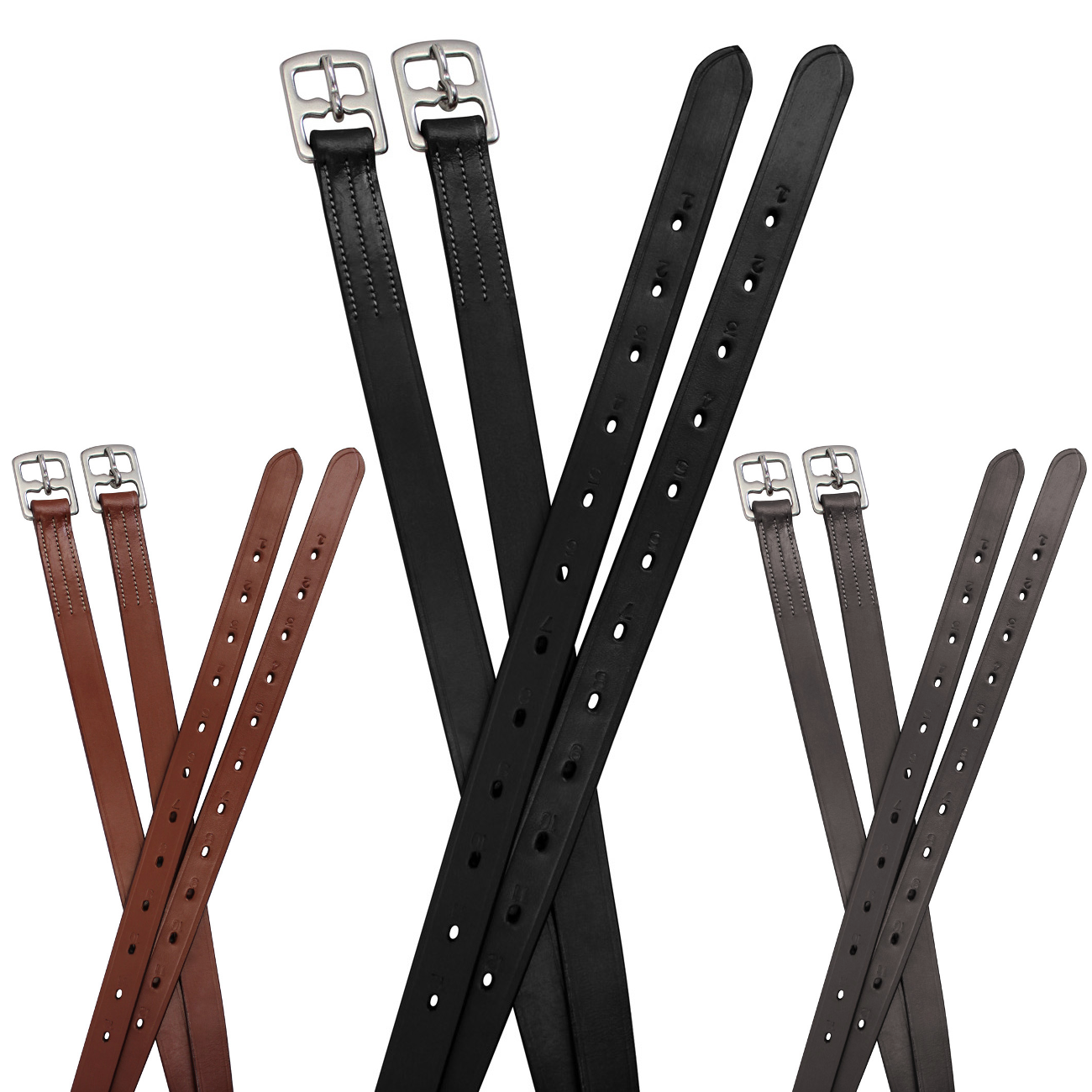 Paris Tack's Soft Leather Stirrup Leathers with Stainless Steel Hardware. Perfect for daily use, these 1" wide leathers come with a one-year warranty.-Pair