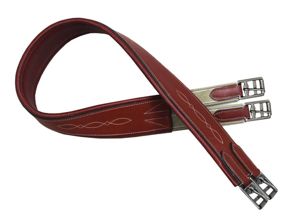Paris Tack Fancy Stitched English Overlay Girth Leather - Tack Wholesale