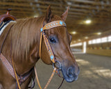 Tahoe Tack Turquoise Spotted Show Western Leather Browband Headstall with Matching Split Reins