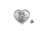 Brass Silver Heart Concho with Rope Edge - Lot of 4 - Tack Wholesale
