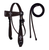 Show Studded Crystal Cross Browband Headstall with Matching Reins