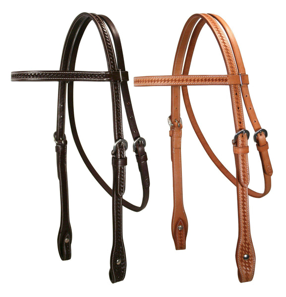 Tahoe Tack Basket Weave Browband Headstall USA Leather