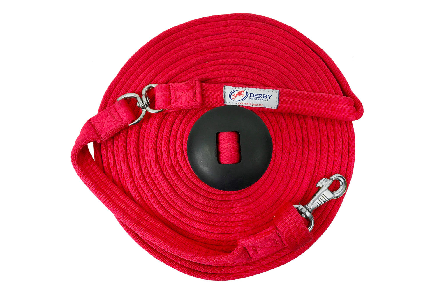 Premium Softgrip 24' and 34' Cotton Swivel Lunge Lines with Rubber Stopper Red