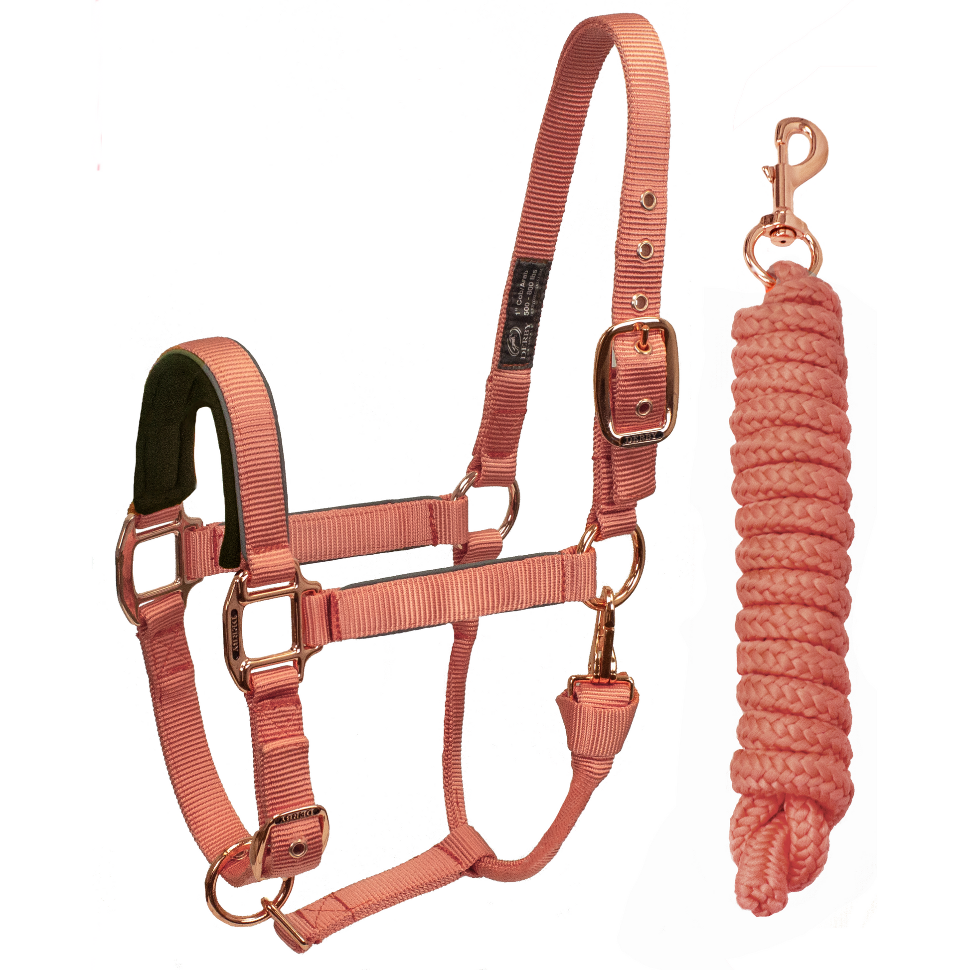 Reflective Safety Stable Horse Halters with Matching Lead Ropes Gold coral