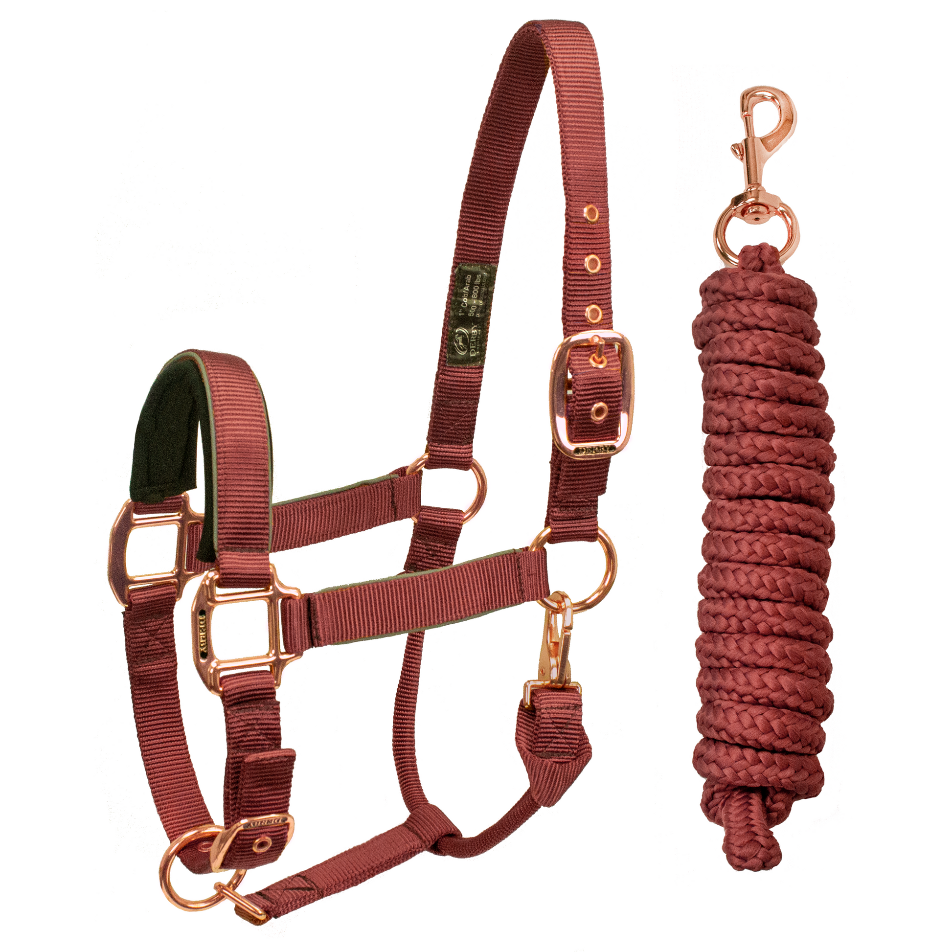 Reflective Safety Stable Horse Halters with Matching Lead Ropes Gold red