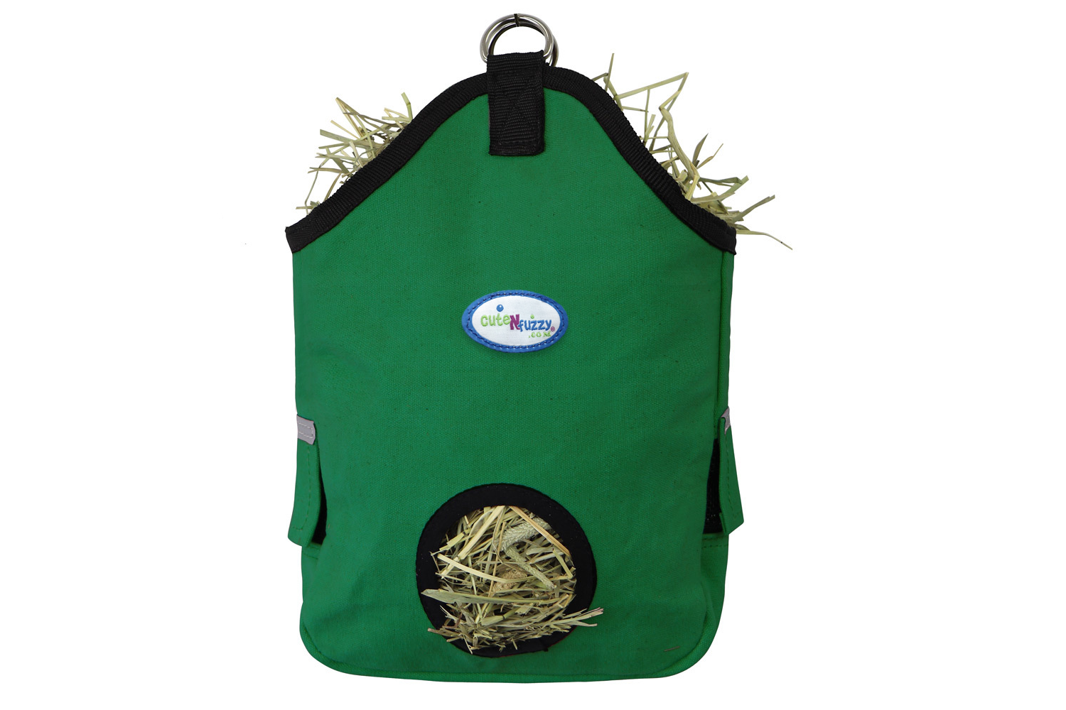 Green Main cuteNfuzzy Canvas Small Pet Hanging Hay Bag for Guinea Pigs and Rabbits