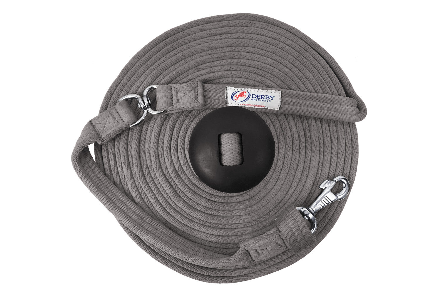 Premium Softgrip 24' and 34' Cotton Swivel Lunge Lines with Rubber Stopper Grey