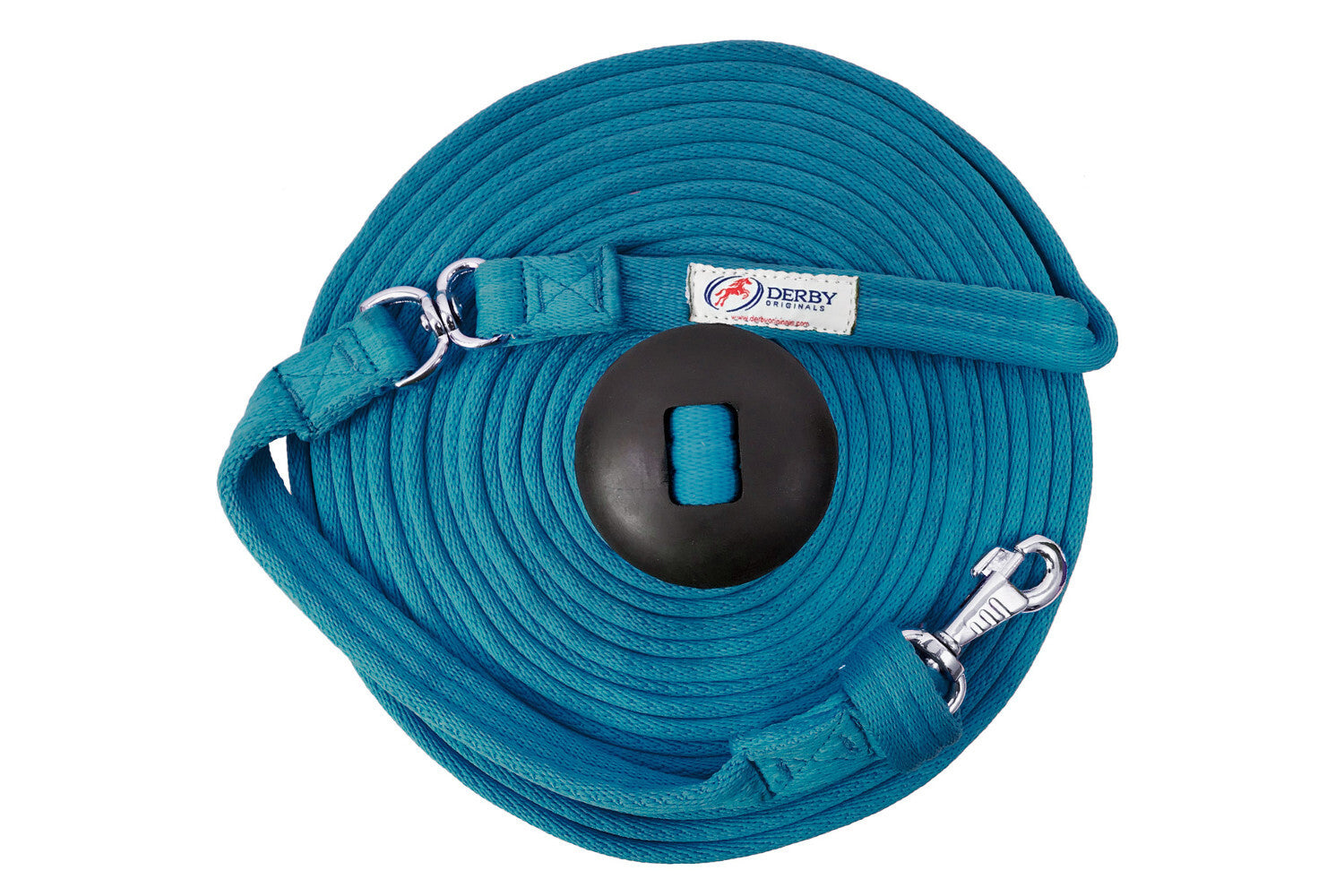 Premium Softgrip 24' and 34' Cotton Swivel Lunge Lines with Rubber Stopper Blue