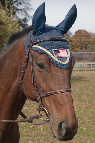 Paris Tack Patriotic Flag Crochet Fly Veils / Ear Nets - Tack Wholesale