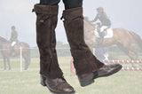 Derby Suede Leather Half Chaps with Velcro Closure for Horse Riding or Motorcycle Use - Tack Wholesale