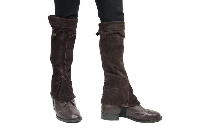 Derby Suede Leather Half Chaps with Velcro Closure for Horse Riding or Motorcycle Use - Tack Wholesale