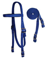 Tahoe Nylon Padded Browband Draft Horse Headstall with Split Reins, Draft Horse Size - Tack Wholesale