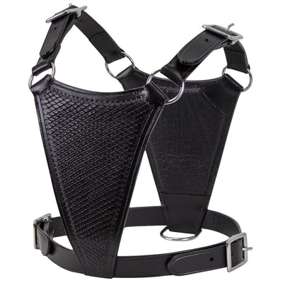 Black Basket Weave Leather Dog Harness