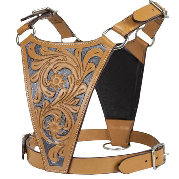 Leather Dog Harness with Floral Design