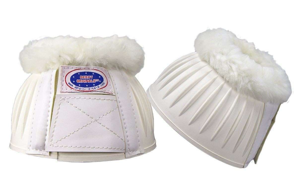 Bargain Bin Derby Originals No Turn Rubber Horse Bell Boots with Merino Sheepskin Trim
