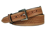 Tapered USA Leather Basket Tooled Western Belt with 1" Buckle - Tack Wholesale
