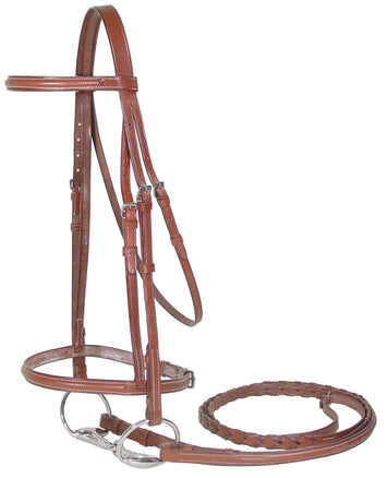 Paris Tack Opulent Series Raised English Bridle with Laced Reins USA Leather