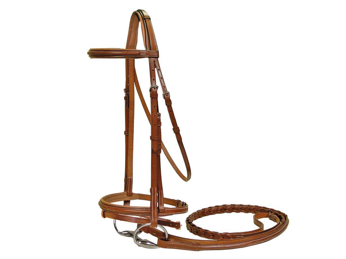 Paris Tack Square Raised Padded Crown Bridle with Flash & Reins - Tack Wholesale