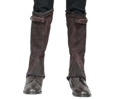 Derby Originals Adult and Childrens Suede Leather Half Chaps with Full Length Zippers & Elastic for Horseback Riding or Motorcycle Use - Tack Wholesale