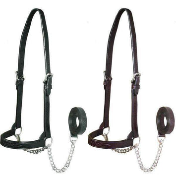 Derby Originals USA Leather Fancy Stitched Leather Cattle Show Halter with Lead - Tack Wholesale