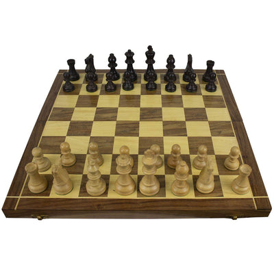 Medium 18" Portable Solid Organic Wood Chess Set