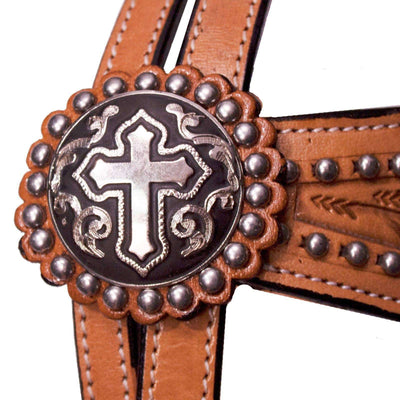 Crystal Cross Show Headstall with Reins by Tahoe Tack - Tack Wholesale