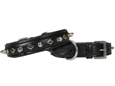 Derby Dog Designer Series USA Leather Spikes and Diamond Padded Dog Collar - Tack Wholesale