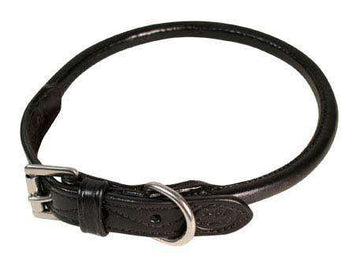 Derby Dog Designer Series Round Rolled Fancy USA Leather Dog Collar - Tack Wholesale
