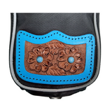 Tahoe Tack Turquoise Flower 1680D Nylon 64oz Water Bottle Storage Bag with Hand Tooled Leather Accents and 2 Year Warranty