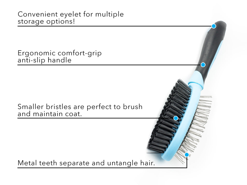 CuteNfuzzy Double Sided Pet Grooming Brush for Dogs and Cats Tack