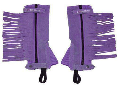 Tahoe Tack Kids Suede Leather Multi Purpose "I Love My Horse" Western Chaps with Fringes - Tack Wholesale