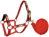 Tahoe Tack Patterned Nylon Mini Horse Halters with Padded Noseband and Matching 7’ Soft Grip Lead Rope - 6 Month Warranty