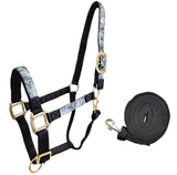 Tahoe Tack Patterned Nylon Padded Adjustable Horse Halters with Matching 10’ Soft Grip Lead Rope - 6 Month Warranty