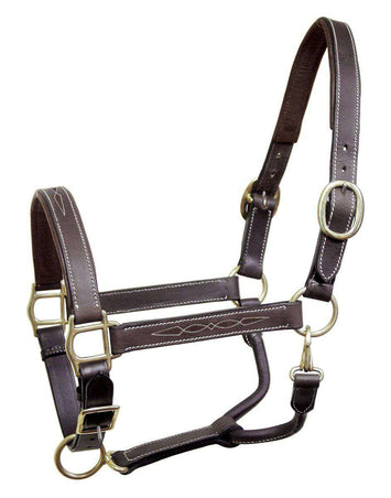 Derby Originals English Opulence Series - Liverpool - Fancy Stitch Padded Adjustable Leather Halter - Tack Wholesale