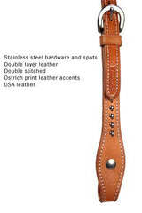 Tahoe Born to Run Ostrich Print Browband Headstall Mini USA Leather