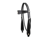 Tahoe Tack Black Show Studded Midnight Western Browband Headstall with Matching Reins