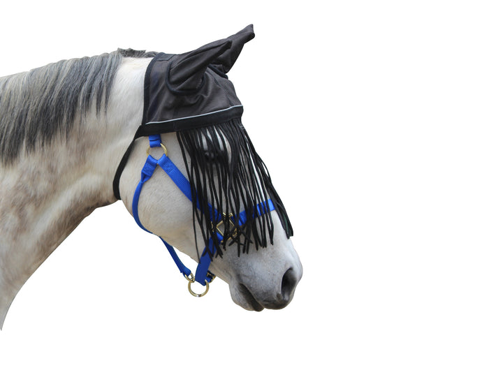 BARGAIN BIN Reflective Mesh Horse Fly Bonnet with Fringe and Soft Mesh Ears