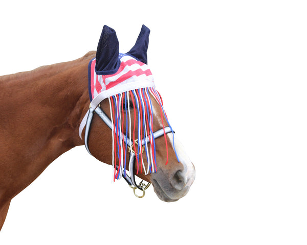 BARGAIN BIN Reflective Mesh Horse Fly Bonnet with Fringe and Soft Mesh Ears
