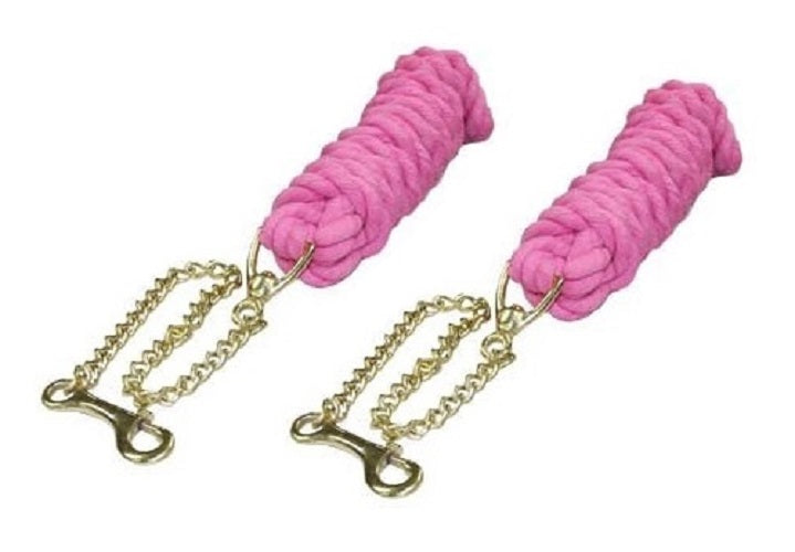 Derby Originals 10' Braided Cotton Lead Rope with 2' Stud Chain Pink