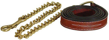 Leather Lead Matching with Solid Brass Chain for  Fancy Stitched Padded Halters by Derby Originals