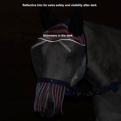 Derby Originals UV-Blocker Premium Reflective Safety Horse Fly Mask with Ears and Nose Fringe with One Year Warranty