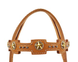 Tahoe Tack USA Leather Kickin’ Country Gold Star Concho Western Headstall