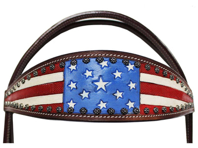 Tahoe Patriotic American Flag Browband Headstall with Reins - Tack Wholesale